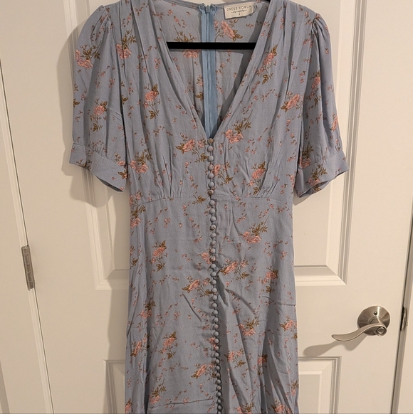 Light Blue Floral Midi Dress - Picture 4 of 7